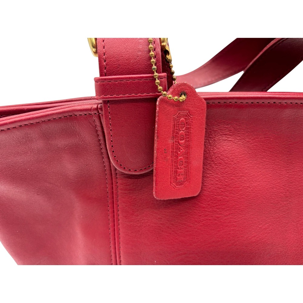 STUNNING COACH VINTAGE RED WAVERLY LEATHER TOTE BAG 4133 - Picture 3 of 9